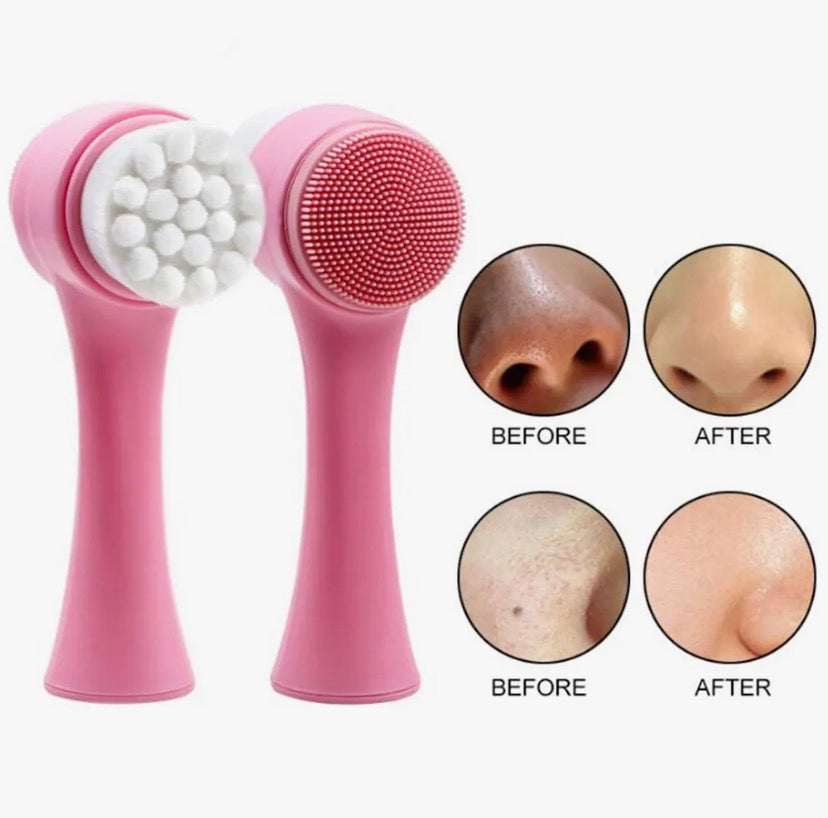 RUKI 3D Face Cleansing Brush Silicone 2 in 1 Facial Cleansing Brush Portable Face Cleanser Massage Tool