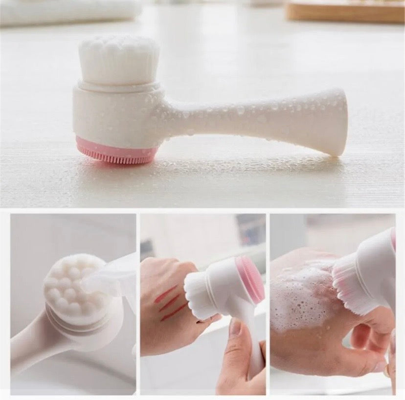 RUKI 3D Face Cleansing Brush Silicone 2 in 1 Facial Cleansing Brush Portable Face Cleanser Massage Tool