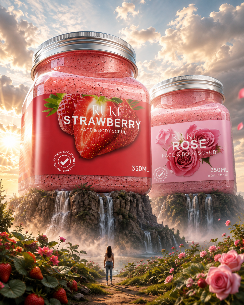 RUKI Rose Body Scrub Hand Foot Deep Cleansing Scrub for Full Body