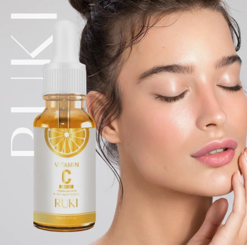 RUKI Vitamin C Serum with Hyaluronic Acid Brightening and Anti-Aging For Face Skin Glow & Reduces Fine Lines & Wrinkles