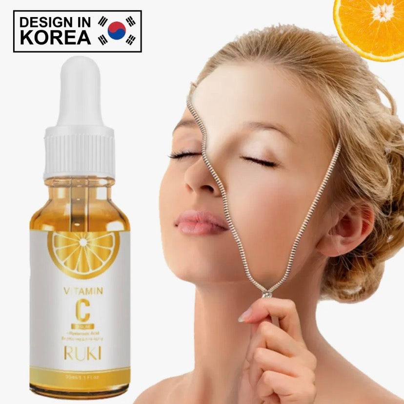 RUKI Vitamin C Serum with Hyaluronic Acid Brightening and Anti-Aging For Face Skin Glow & Reduces Fine Lines & Wrinkles