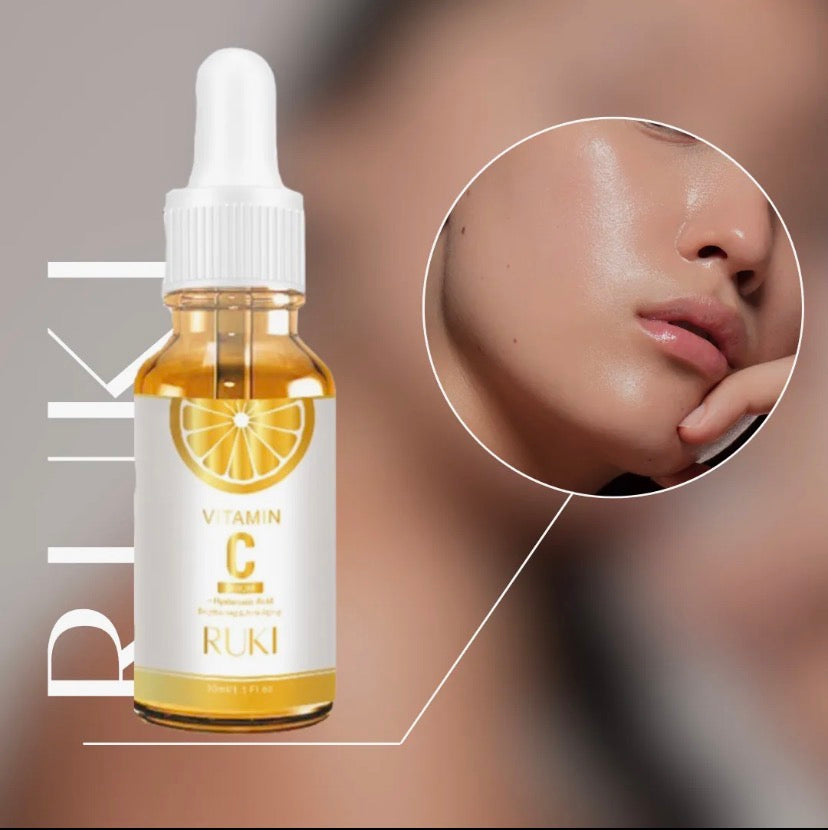 RUKI Vitamin C Serum with Hyaluronic Acid Brightening and Anti-Aging For Face Skin Glow & Reduces Fine Lines & Wrinkles