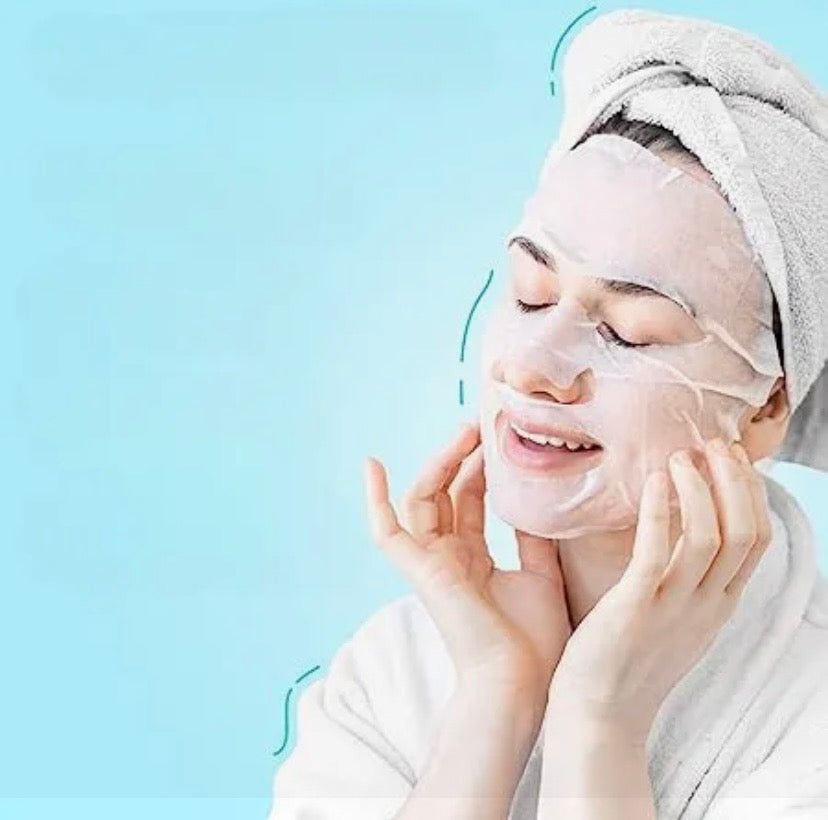 Korean Face Mask Pack of 8 PCS RUKI Sheet Mask Moisturizing Facial Mask Rice, Hydrating, Gold 4K, Collagen, Vitamin C, Skin Care Mask