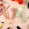 RUKI 4in1 Makeup Brushes Travel Set Retractable Kabuki Brush and 3 Brushes For Eyes With Soft Portable Cosmetic Brushes Set