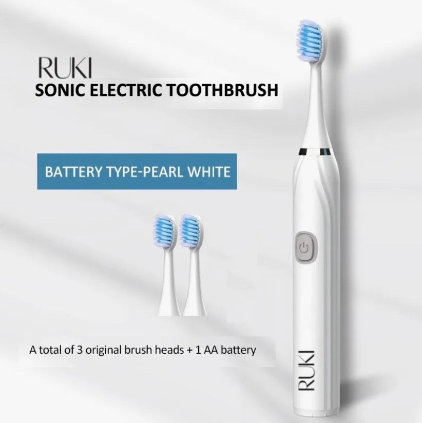RUKI Electric Toothbrush 3 Heads Brush Oral Cleaner Toothbrush Waterproof Travel with Electric 3 Replaceable Toothbrush Heads for Kids and Adult