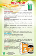 PACK OF 3 Mevital-M Garcinia Cambogia Capsules For (Loss Weight, Burns Fat, Control Appetite) 90 Capsules