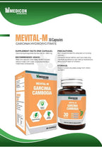 PACK OF 3 Mevital-M Garcinia Cambogia Capsules For (Loss Weight, Burns Fat, Control Appetite) 90 Capsules